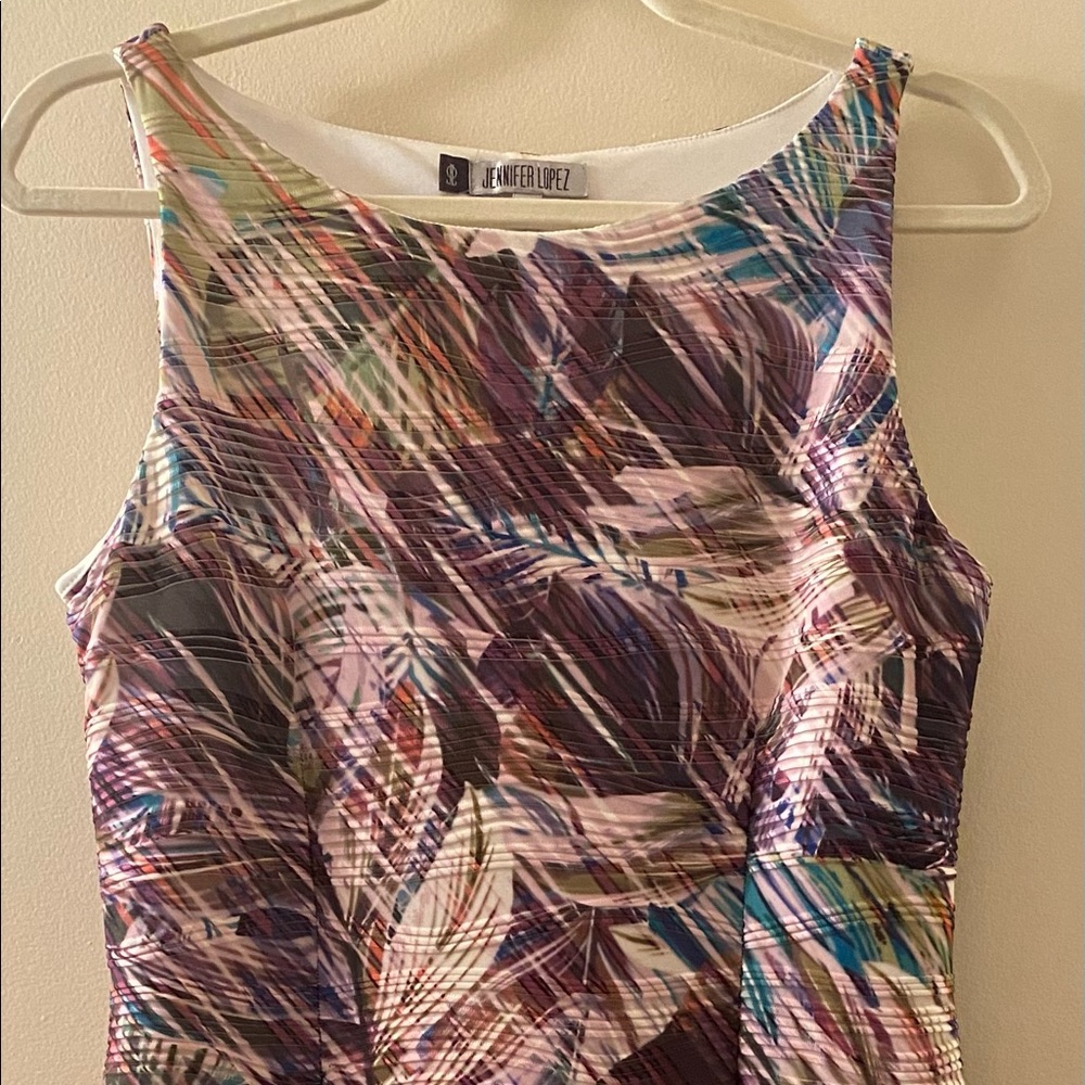 Jennifer Lopez JLO Dress Size Small POLYNESIAN ISLANDS Floral Stretch